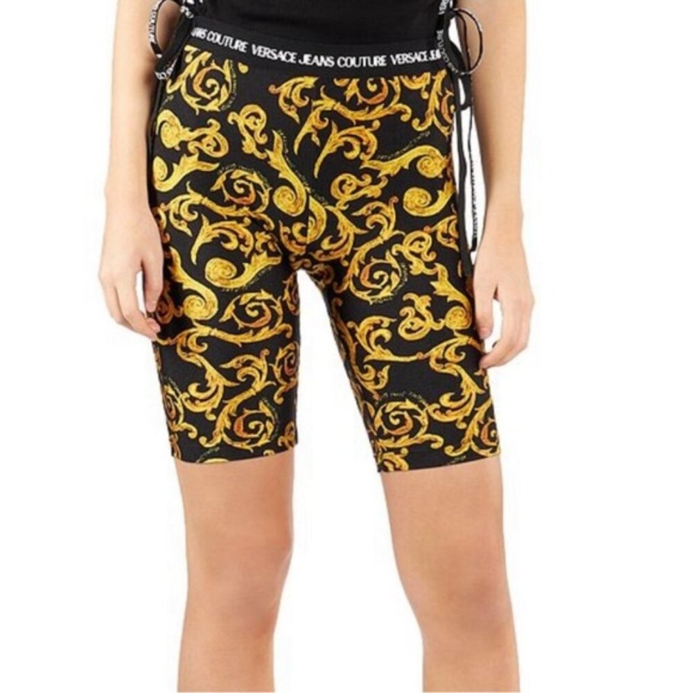 Versace Jeans Couture Womens Black Logo Bike Shorts Shorts EUR 38 S 225